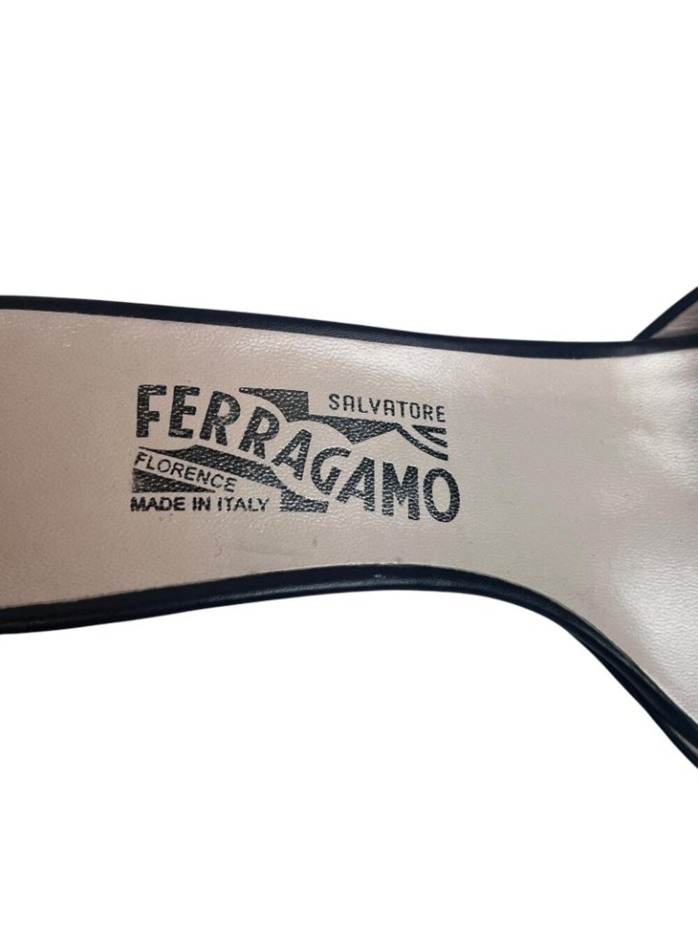 Salvatore Ferragamo Shoes Womens 9.5 A Black Leather Slide Sandals Heels Italy - Picture 5 of 7
